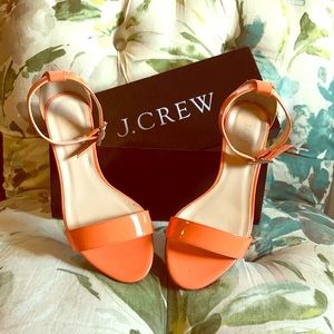 J. Crew Patent Orange Sandals